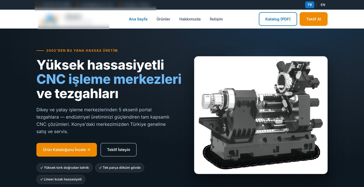 Bilingual export website built for a CNC machine tool maker