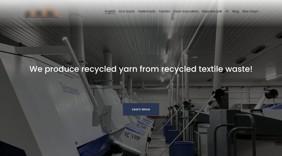Multilingual website built for a recycled yarn producer